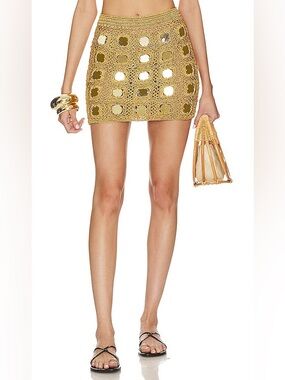 ALIX PINHO Translucid Mini Skirt in Gold Size XS